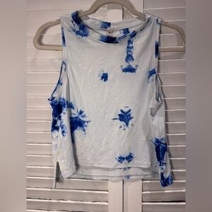 Lululemon Blue Tie Dye Cropped Tank Top Mesh Back Small
